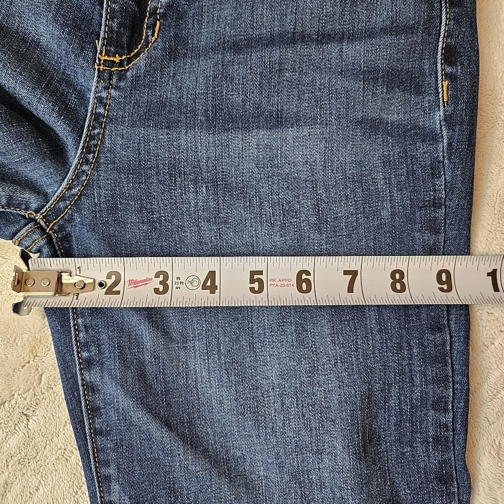 Sneak Peek Dark Wash Boho Flare Jeans with Side Slit & High Waist 26 - Picture 11 of 13